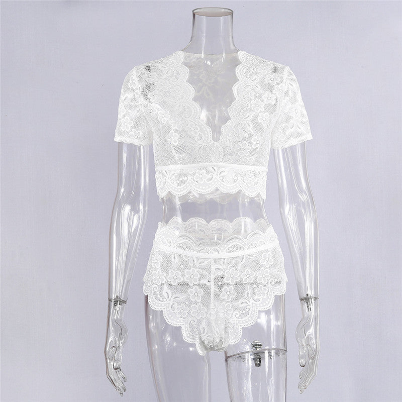 Sexy Sexy Lace Crochet Stitching Sexy Lingerie Set