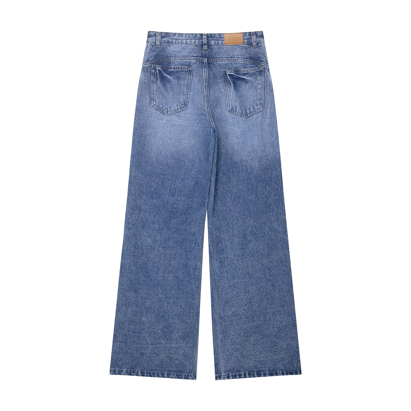 Women High Waist Loose Button Detail Straight Leg Pants Jeans