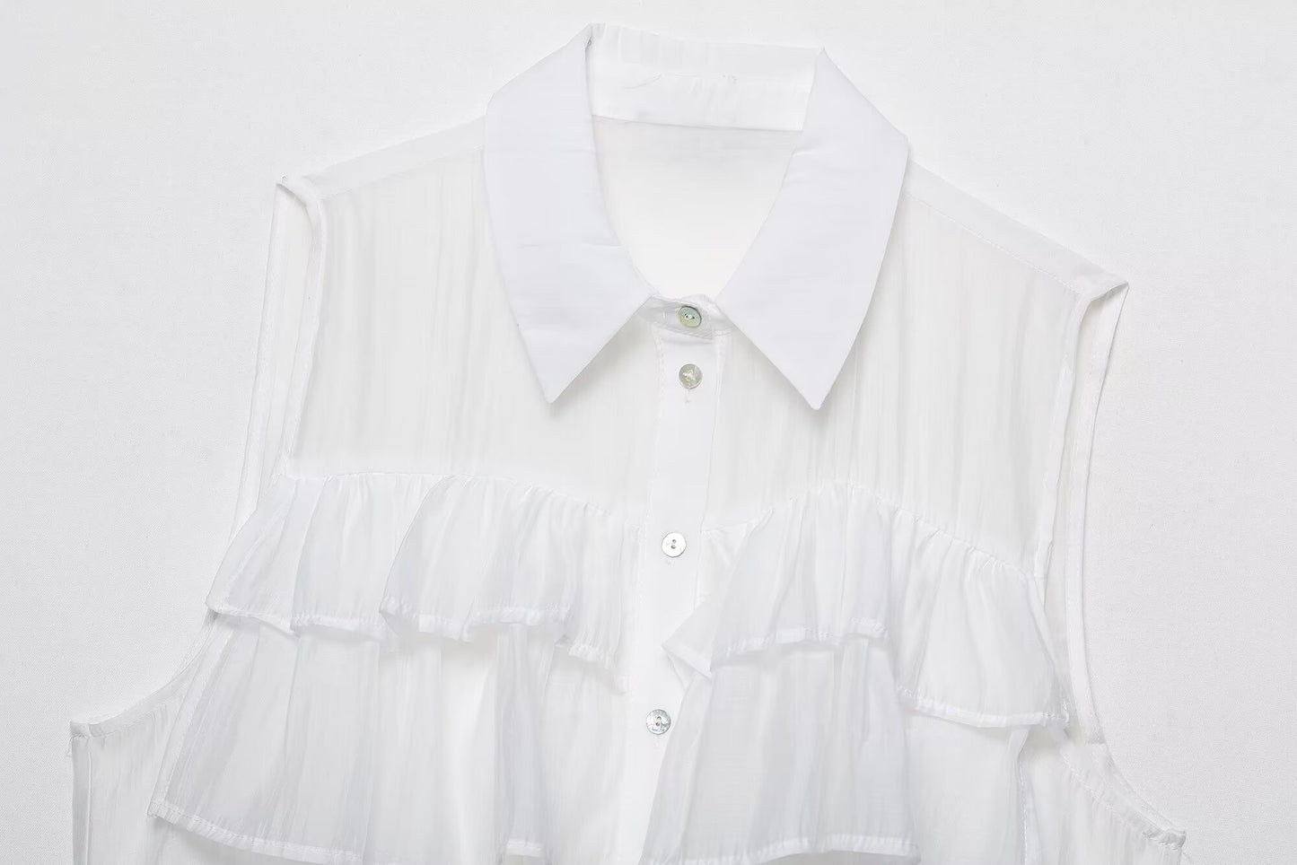 Summer Women Translucent Laminated Decoration Top Camisole Women