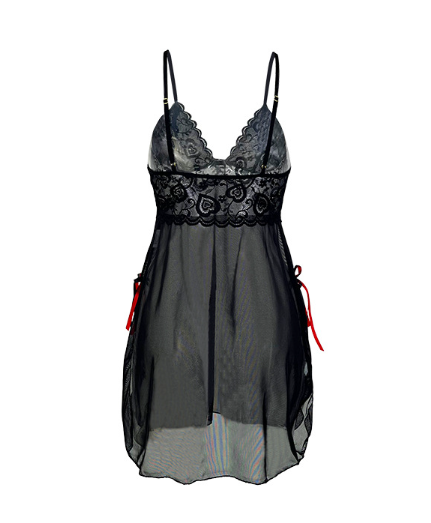 Lady Sexy Lace See through Nightdress Deep V Plunge Strap Mesh Temptation Home Wear Multi Color