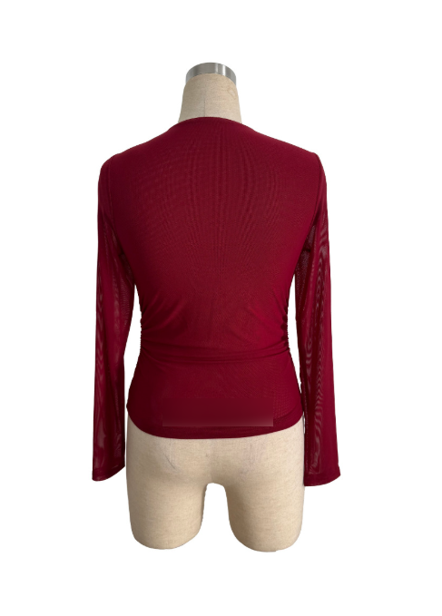 Autumn Winter Long Sleeve Double Layer Mesh Drilling Women Western Bottoming