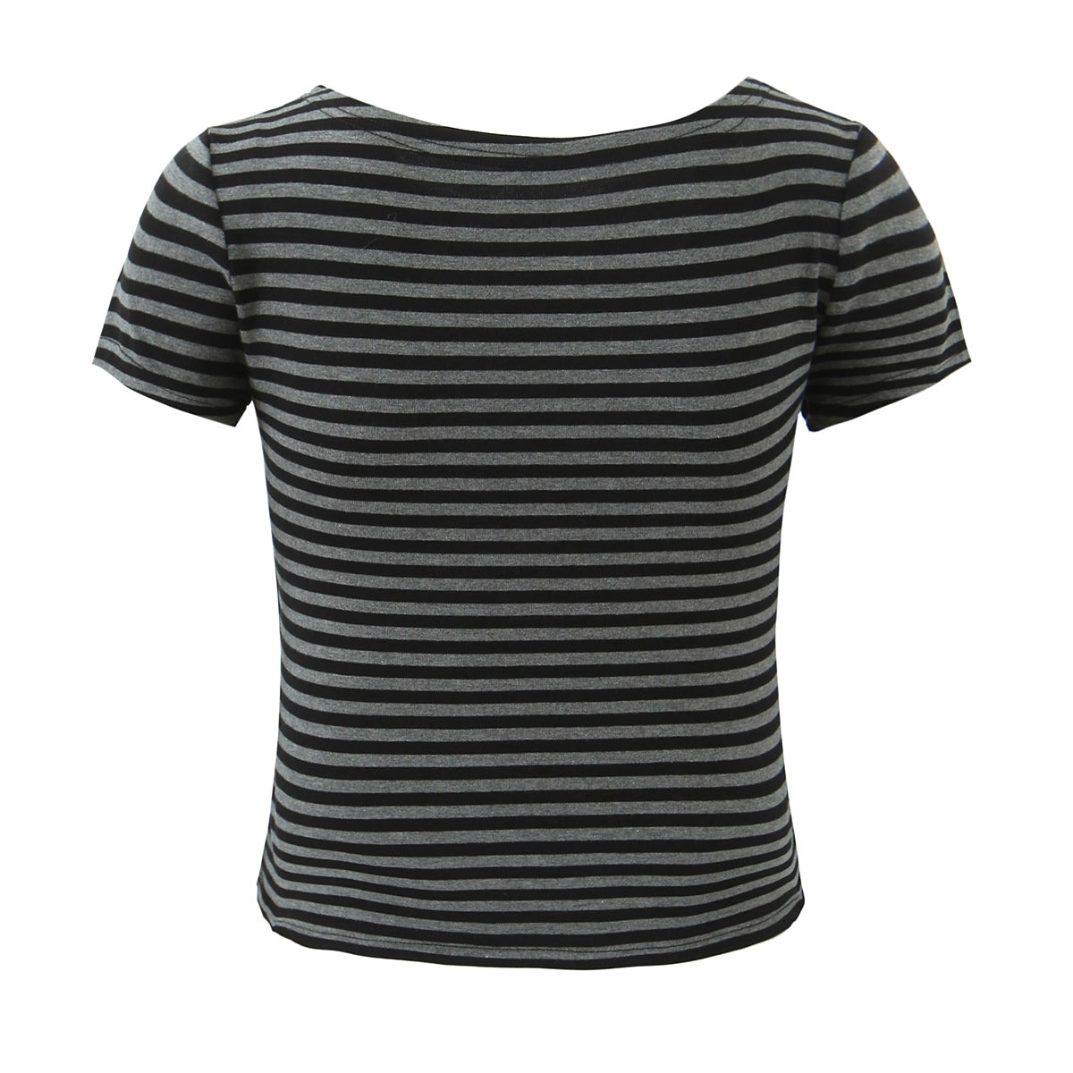 Women Slim Fit Short Sleeved Knitted Top Striped Knitted Overskirt