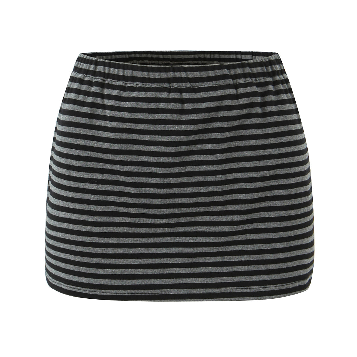 Women Slim Fit Short Sleeved Knitted Top Striped Knitted Overskirt
