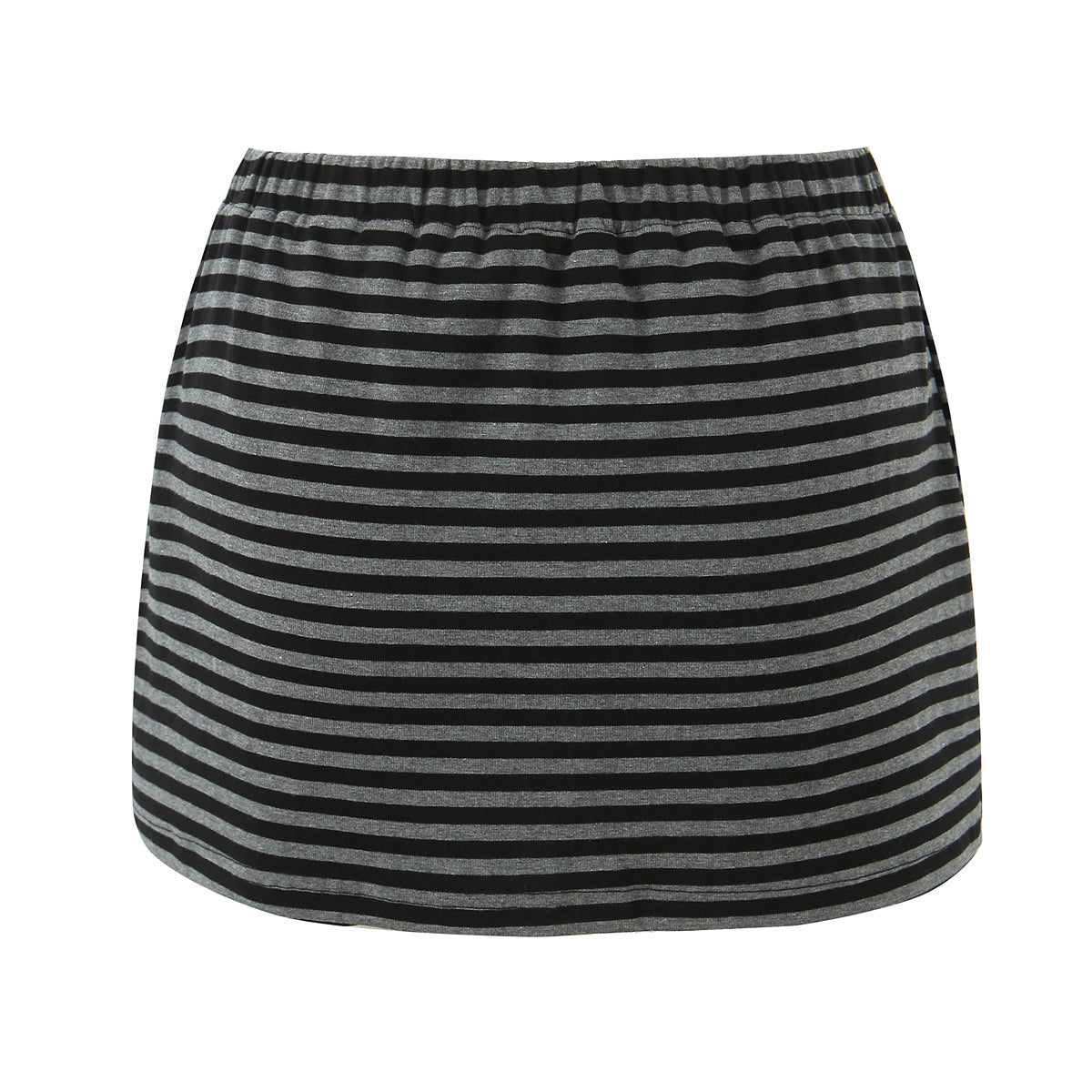 Women Slim Fit Short Sleeved Knitted Top Striped Knitted Overskirt