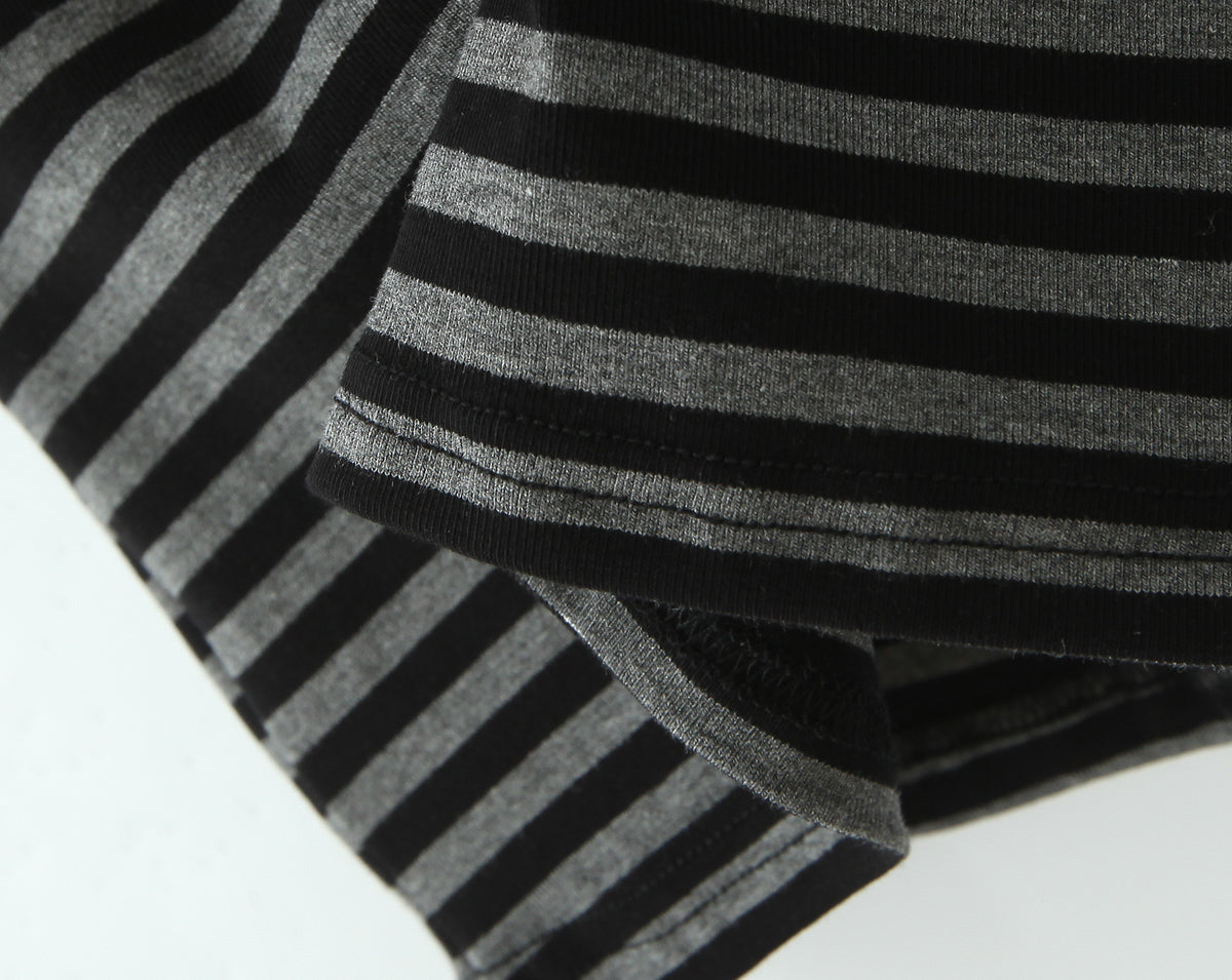 Women Slim Fit Short Sleeved Knitted Top Striped Knitted Overskirt