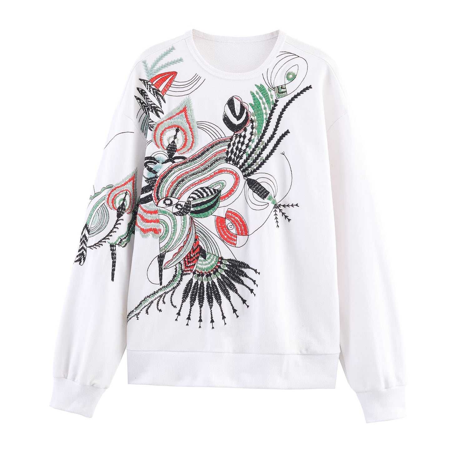 Women Clothing Terry round Neck Machine Embroidery Long Sleeve Knitted Pullover Sweater