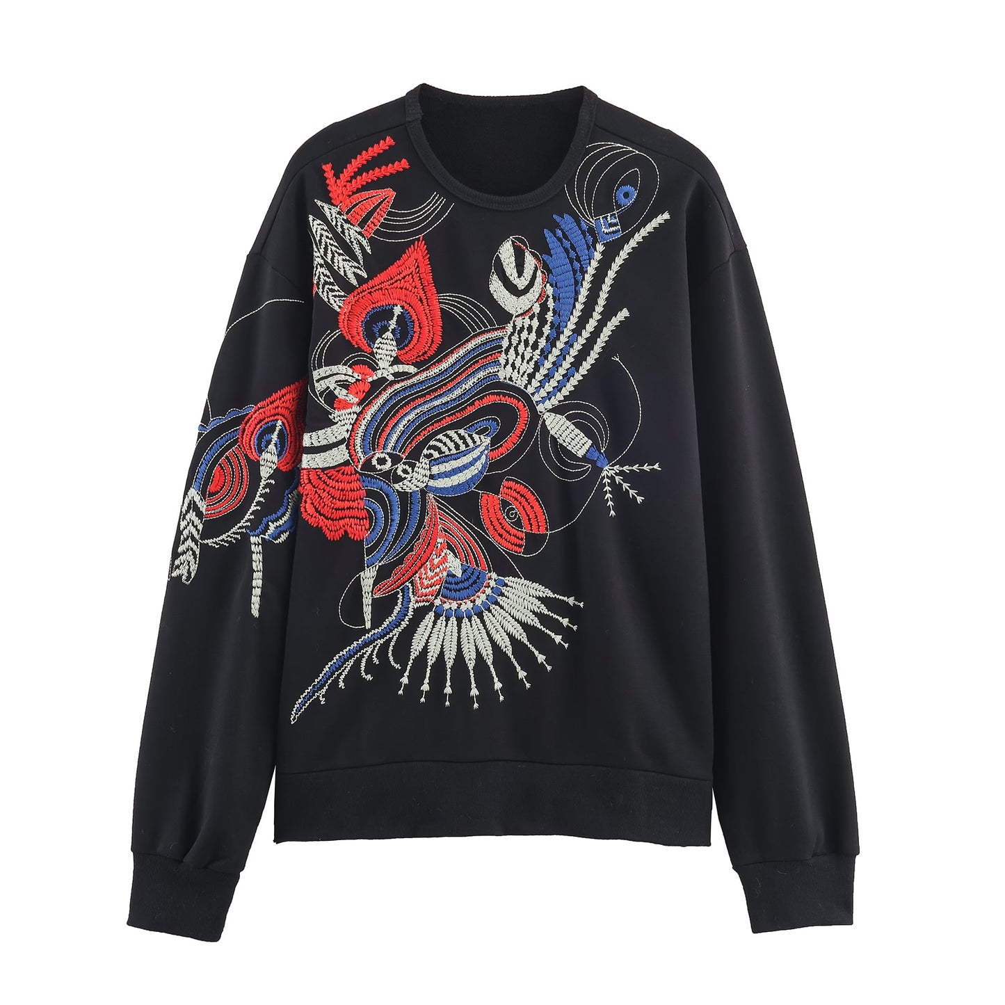 Women Clothing Terry round Neck Machine Embroidery Long Sleeve Knitted Pullover Sweater