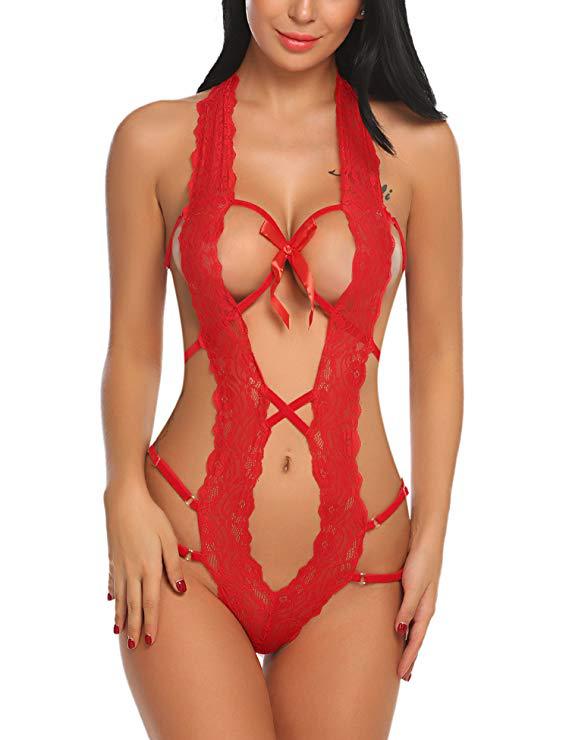 Sexy Lace Backless Bow Cropped Strap Sexy Lingerie