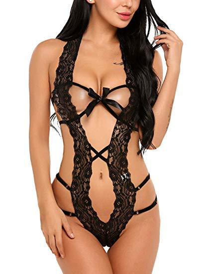 Sexy Lace Backless Bow Cropped Strap Sexy Lingerie
