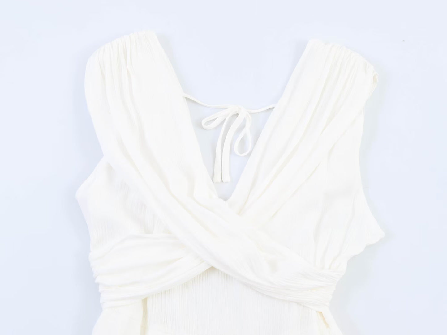 Women Clothing Spring Fashionable Simple Casual Cross Short White Jumpsuit