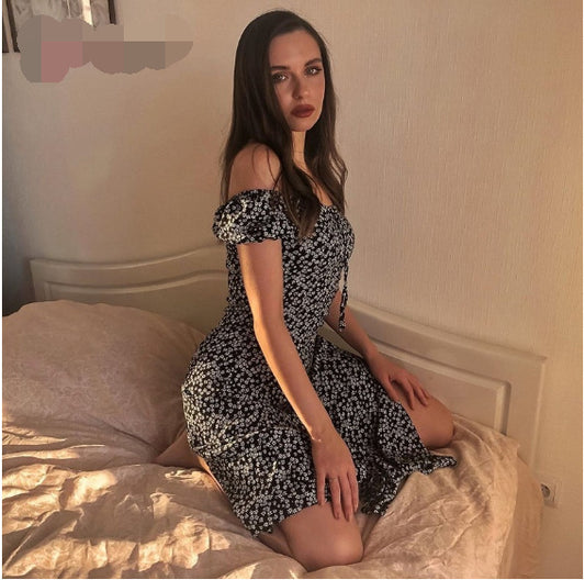 Dress Summer Printed Short Sleeve Split Dress
