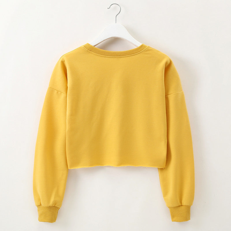 Street Autumn Winter Women Wear Sweatshirt Letter Graphic Print Cropped Long Sleeves Round Neck Top Women
