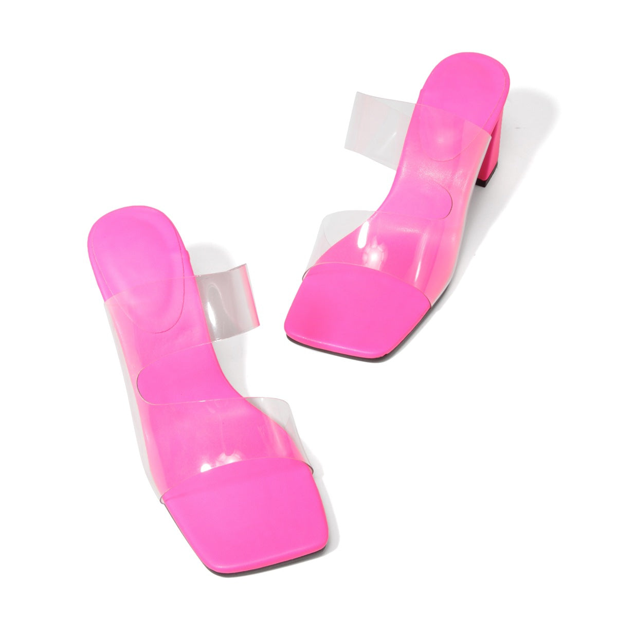 Candy Color Sandals High Heels Transparent PVC All Match High Heel Square Toe Sandals