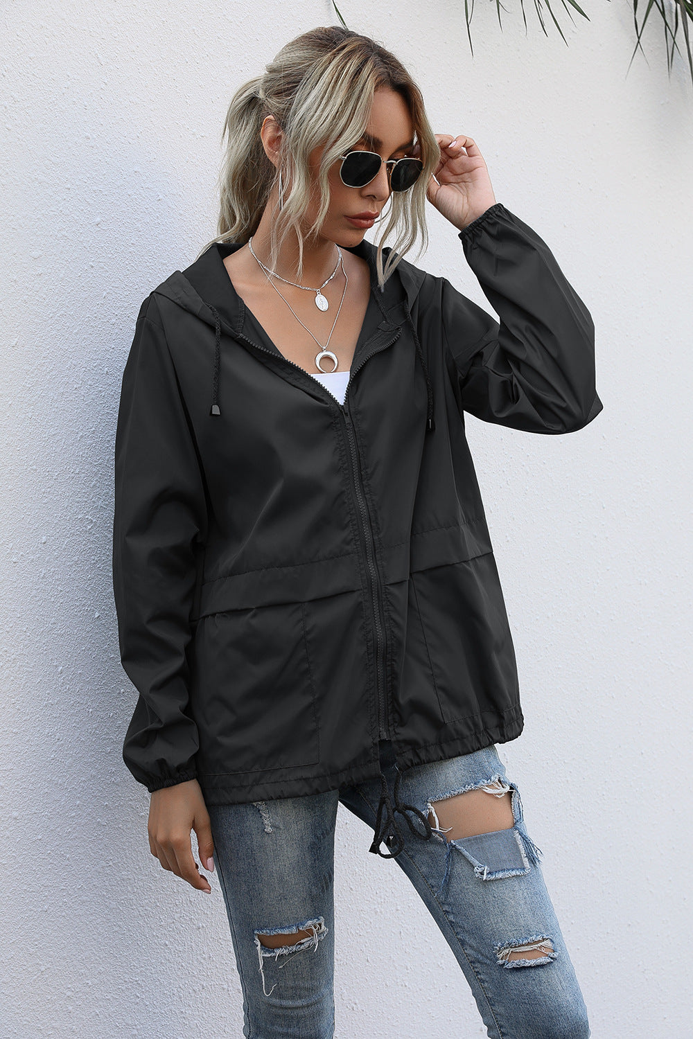Women Clothing Zipper Hooded Sweatshirt Lightweight Outdoor Hiking Raincoat Jacket Coat Women