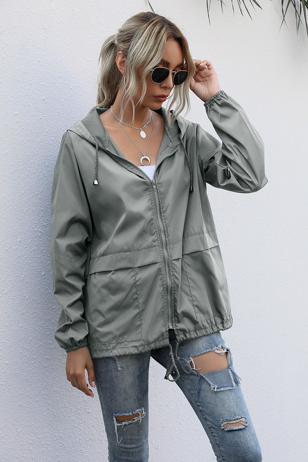 Women Clothing Zipper Hooded Sweatshirt Lightweight Outdoor Hiking Raincoat Jacket Coat Women