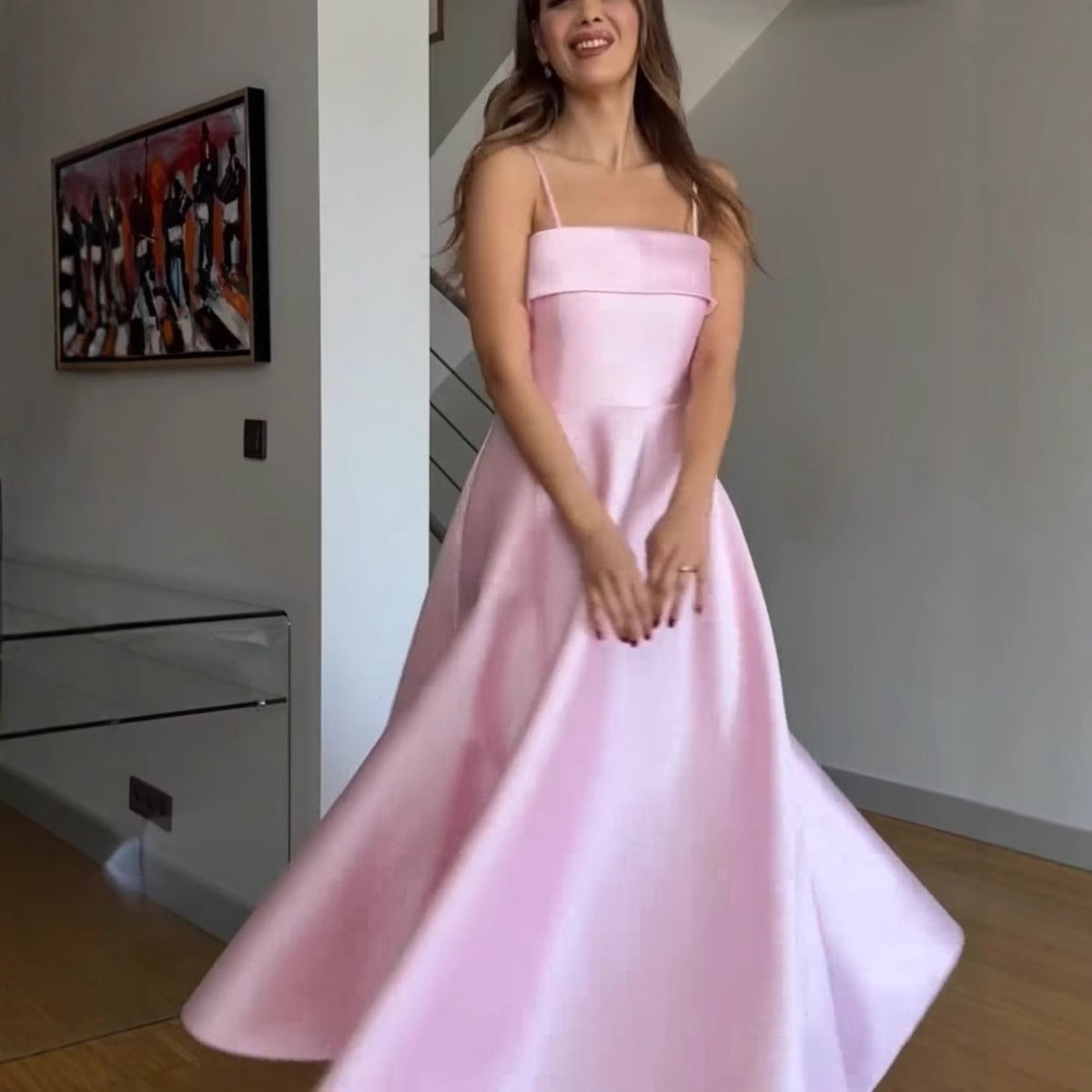 Summer French Retro Elegant Satin Strap Evening Dress