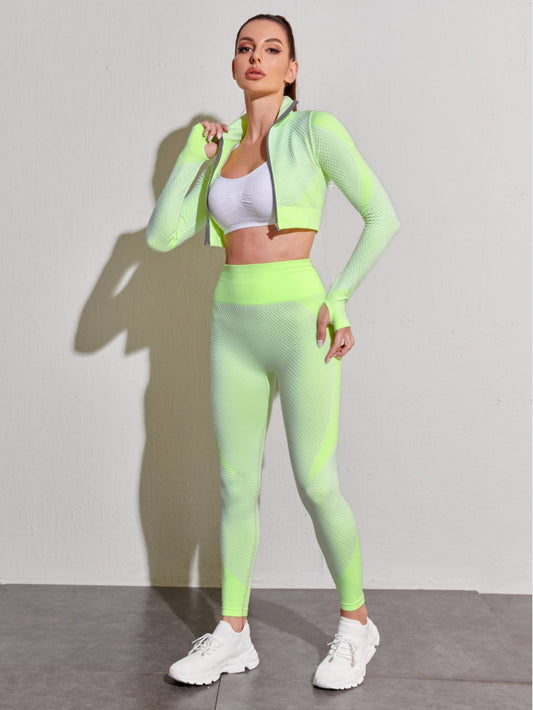Exercise Yoga Clothes Running Fitness Nylon Nylon Quick Drying Long Sleeve Trousers Suit Women