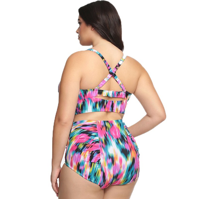Plus Size Bikini Swimsuit Printed plus-Sized High Waist Woman Bikini Swimsuit