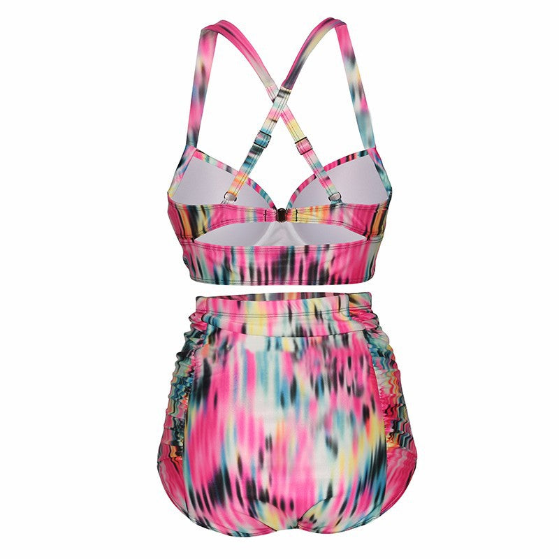 Plus Size Bikini Swimsuit Printed plus-Sized High Waist Woman Bikini Swimsuit