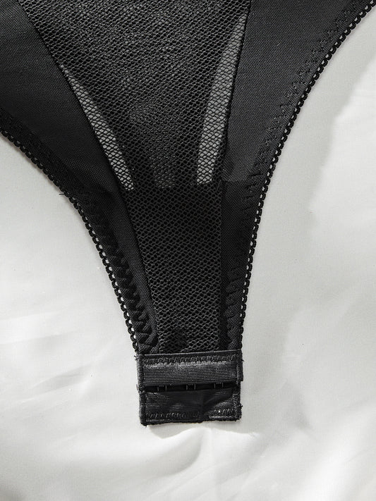 Underwear Hole Mesh Cloth Splicing Mesh Can Be Open Sexy Sleeveless Jumpsuit Women
