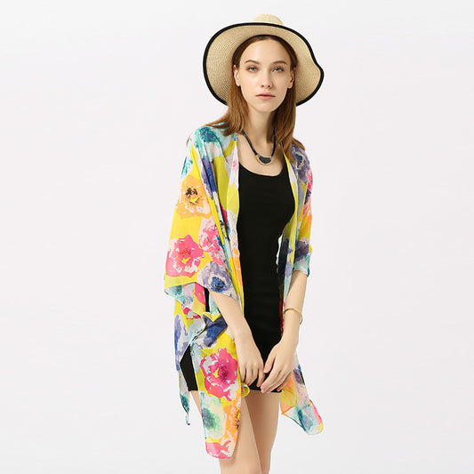 Beach Seaside Floral Overclothes Blouse Small Coat Bikini Jacket Long Women Direct