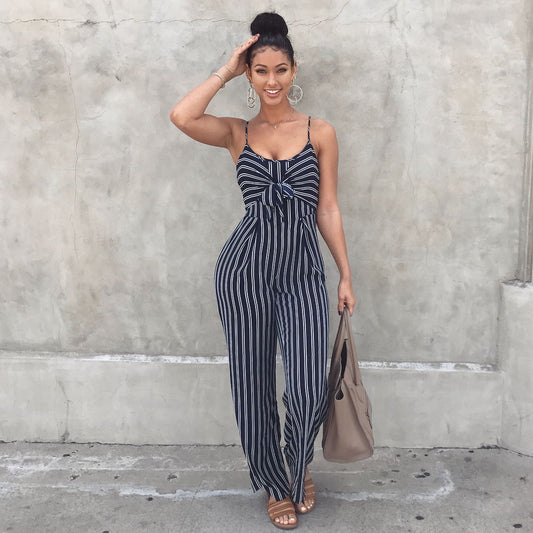 Sexy Slim Fit Striped Bow One Piece Nightclub Uniforms