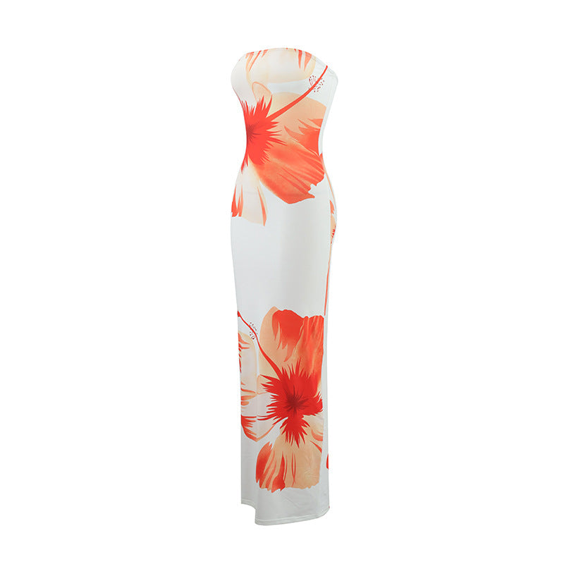 Summer Fashionable Elegant Sexy Bandeau Slim Fit Long Holiday Dress