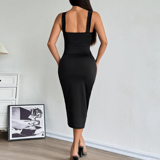 Sexy Adult Lady like Woman Stitching Sheer Mesh Dress Women Sexy Pleated Slim Hip Dress
