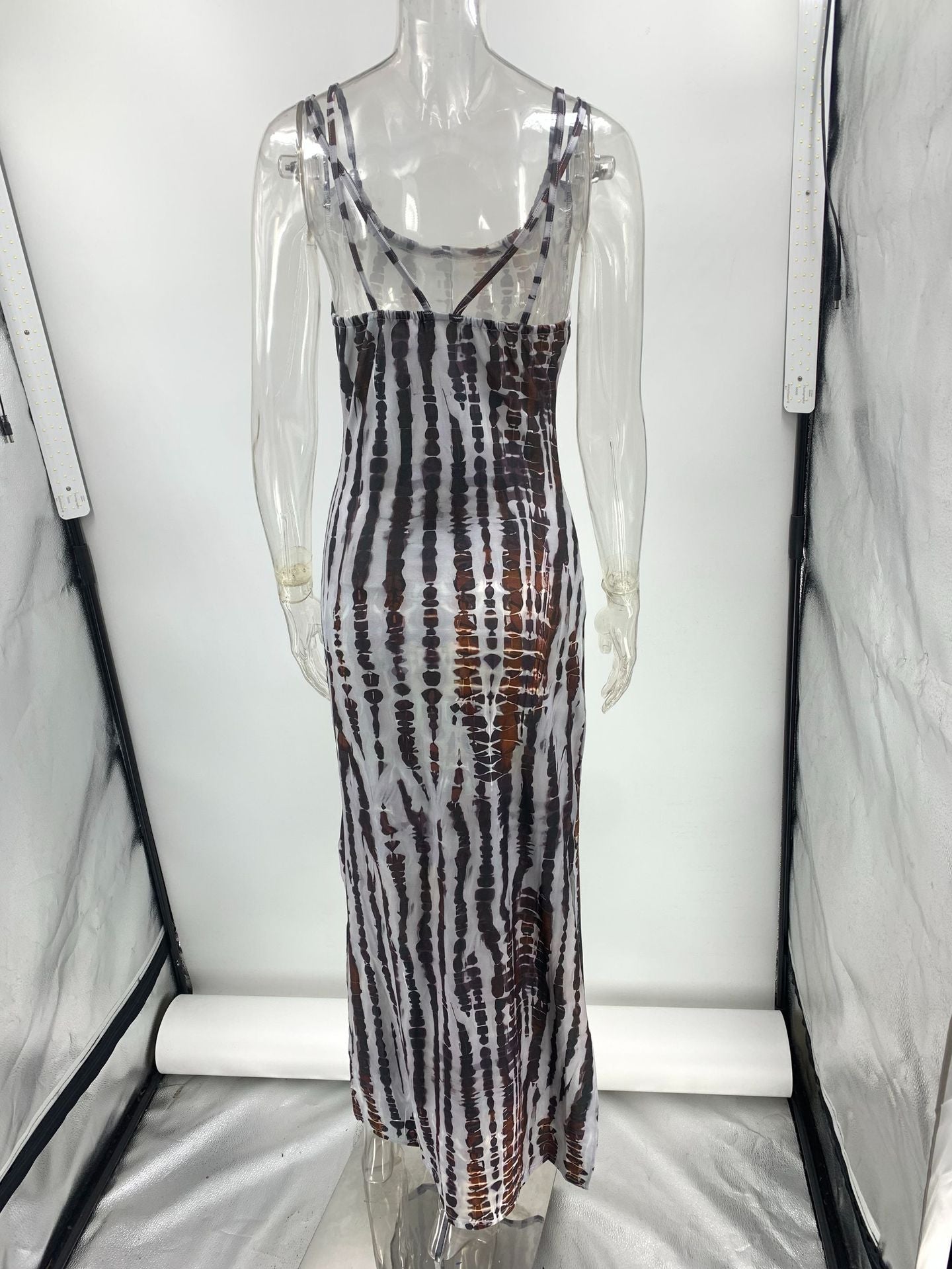 Summer Sexy Printed Suspenders Backless Dress Women