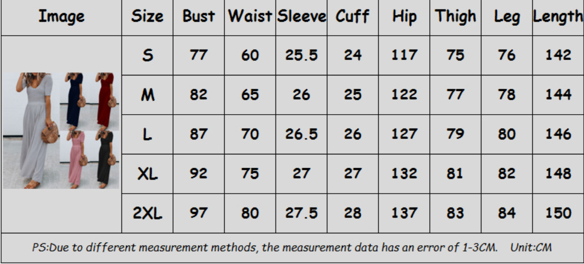 Women Clothing New round Neck Short Sleeve Long Pattern Jumpsuit