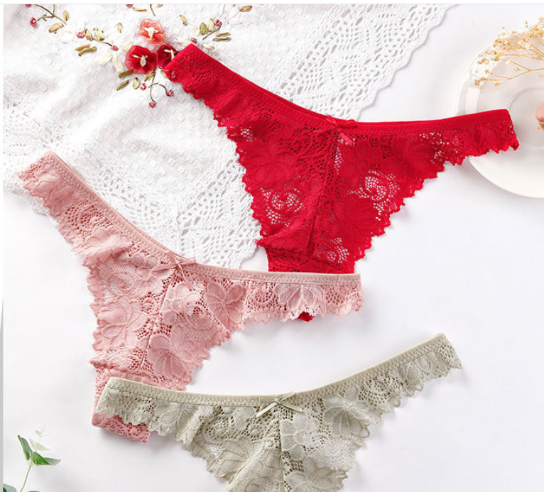 Women Underwear Hollow Out Cutout Breathable Low Waist Sexy Lace Purified Cotton Crotch Women Briefs
