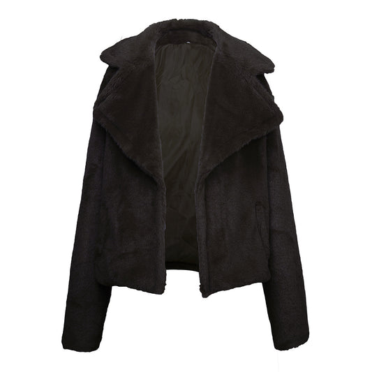 Women Clothing Autumn Winter Faux Fur Fox Fur Plush Fur Coat Female Outerwear