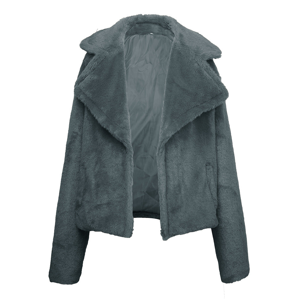 Women Clothing Autumn Winter Faux Fur Fox Fur Plush Fur Coat Female Outerwear