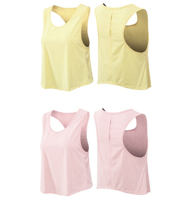 Yoga Exercise Vest Women Loose Breathable Running Smock Sleeveless Workout Clothes Short Vest