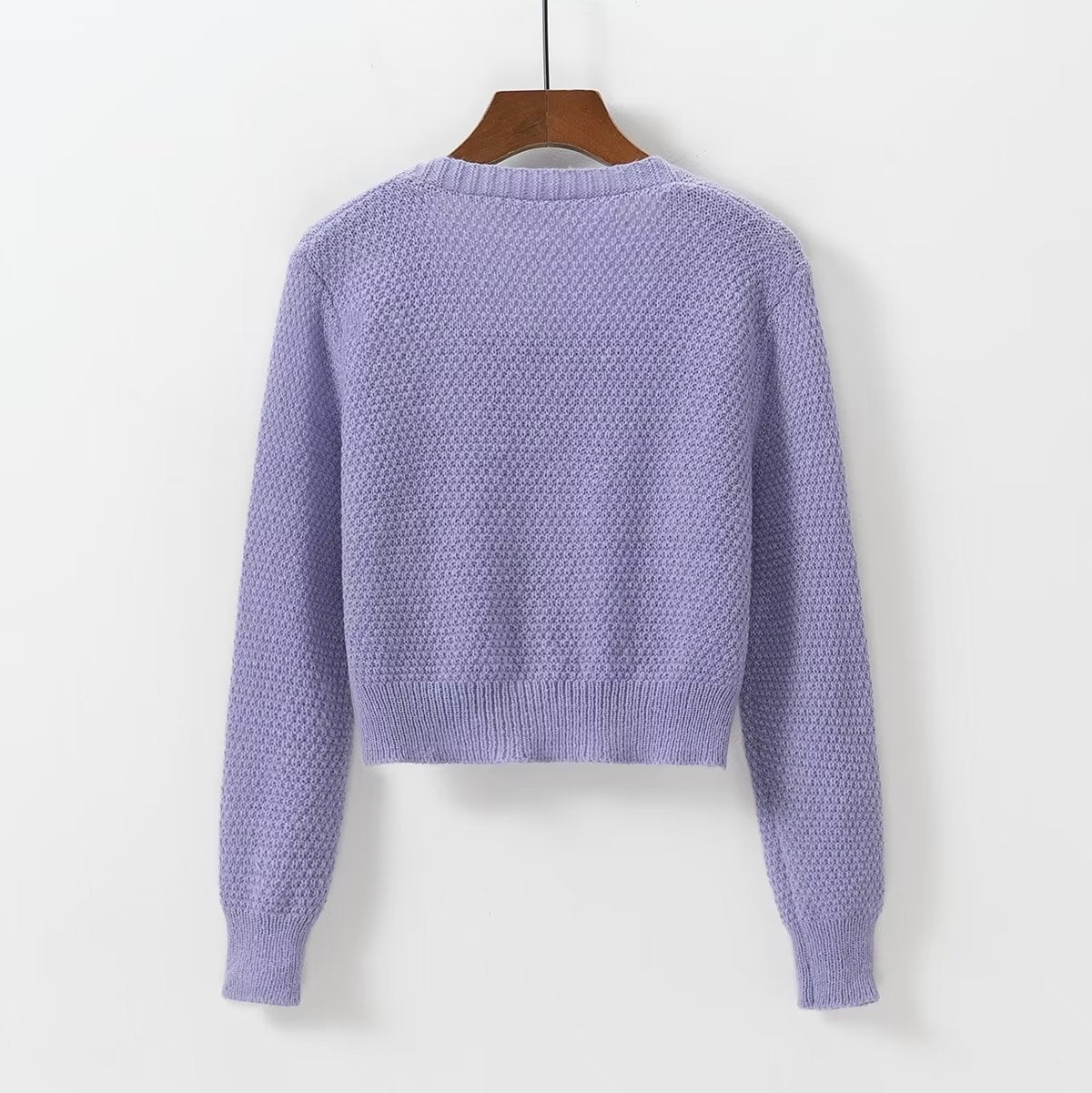 Spring Summer Two-Piece Embroidery Sweater Casual Top V-neck Slim Sweater for Women