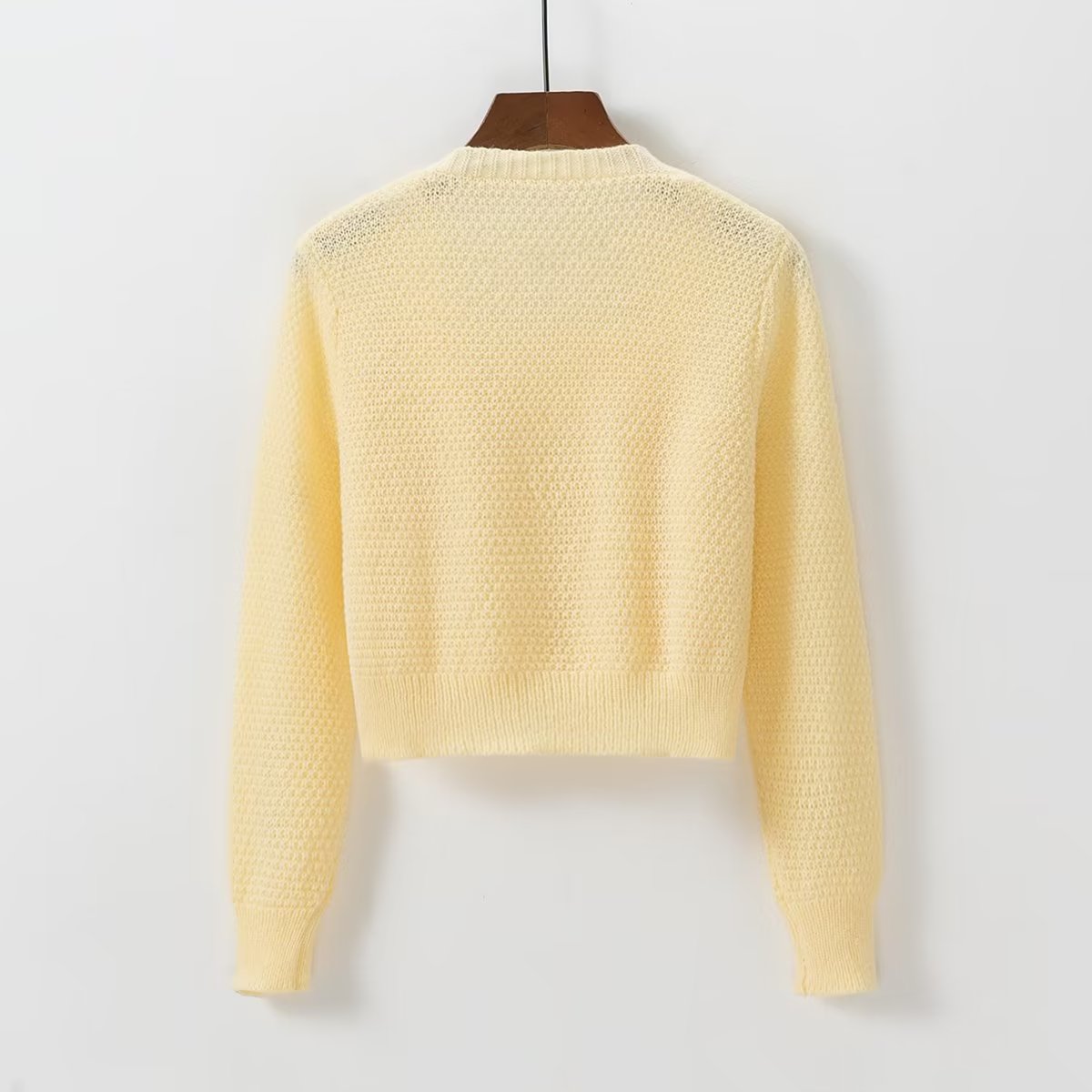 Spring Summer Two-Piece Embroidery Sweater Casual Top V-neck Slim Sweater for Women