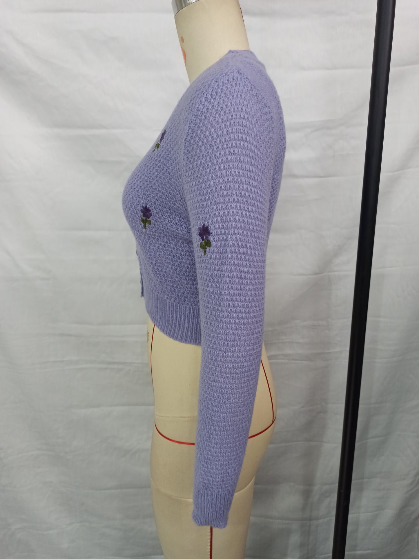 Spring Summer Two-Piece Embroidery Sweater Casual Top V-neck Slim Sweater for Women