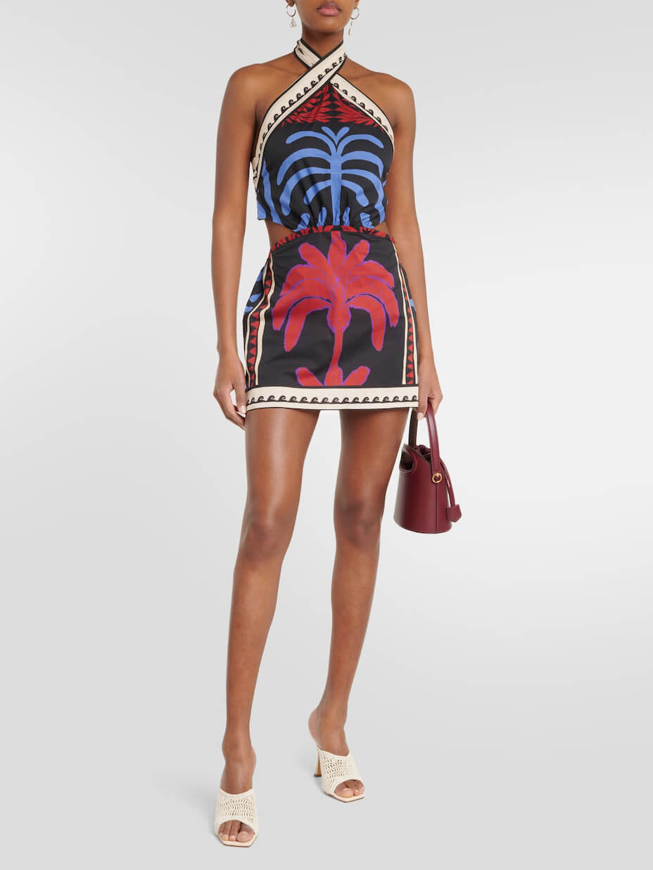 Summer Sexy Halter Positioning Print Holiday Beach Dress