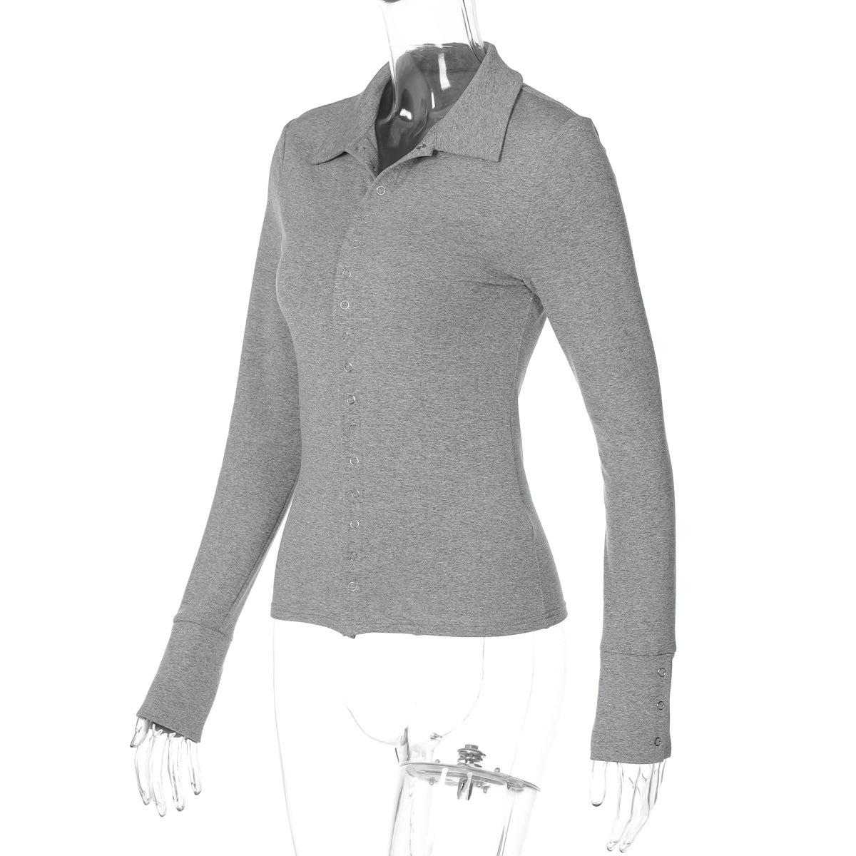 Cardigan Long Sleeve Button Top Autumn Slim Collared Knitted T shirt