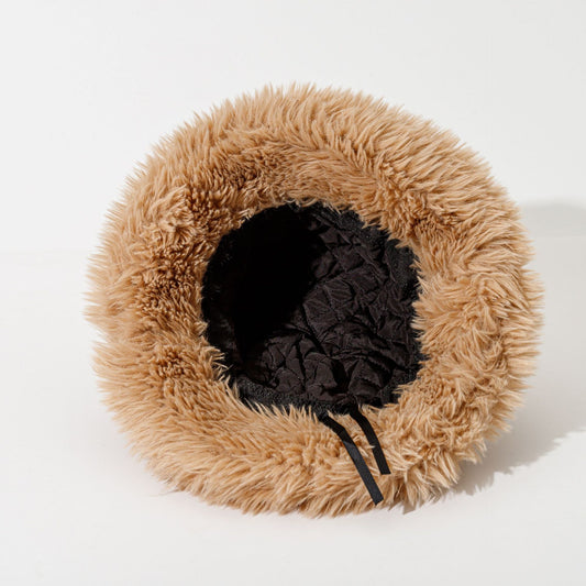 Furry Solid Color Fisherman Hat Women Autumn Winter Thickened Warm Hat Ear Protection Face Showing Small Bucket Cap
