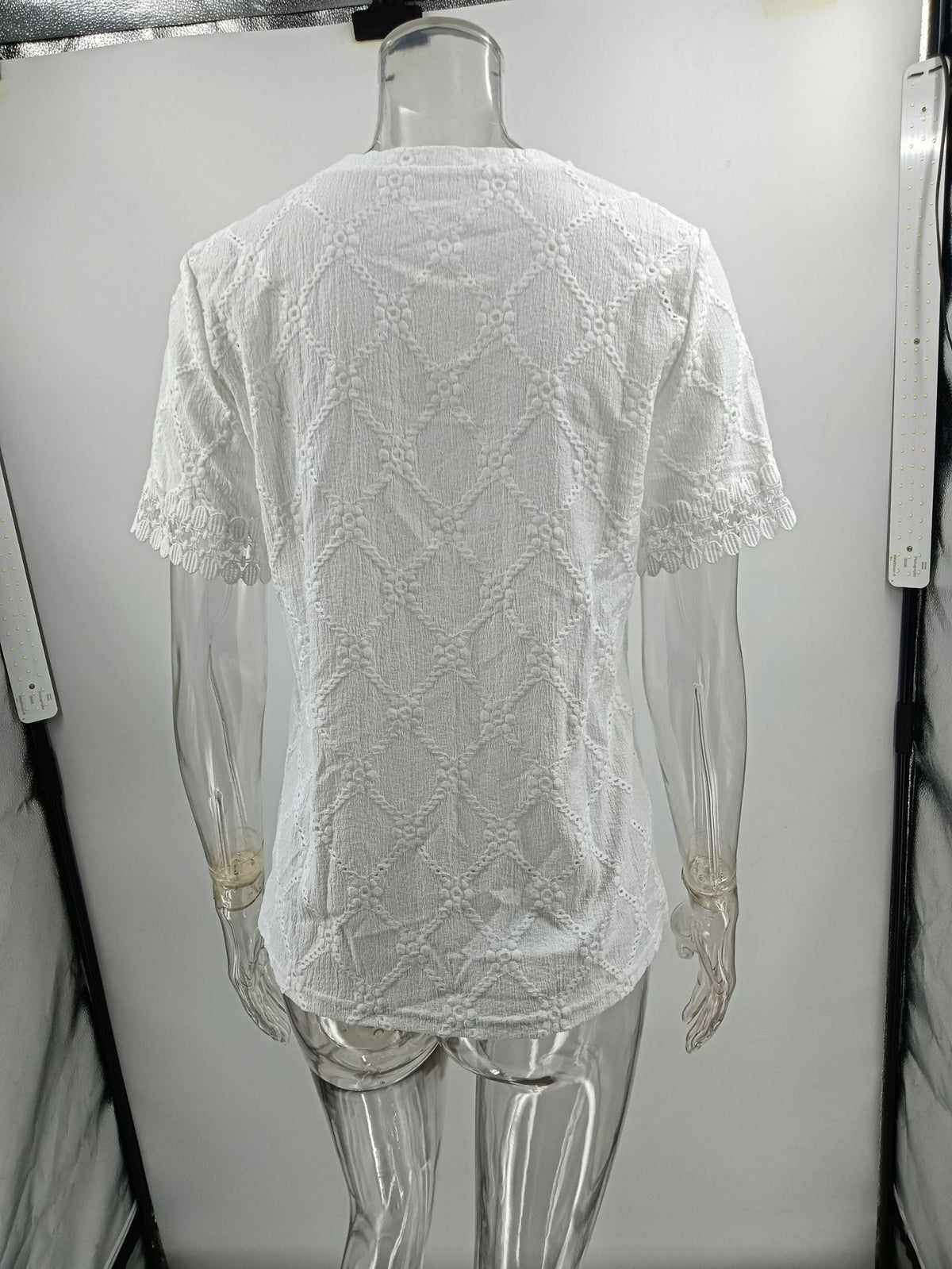 Summer Hollow Out Cutout Top round Neck Lace Lace Fir