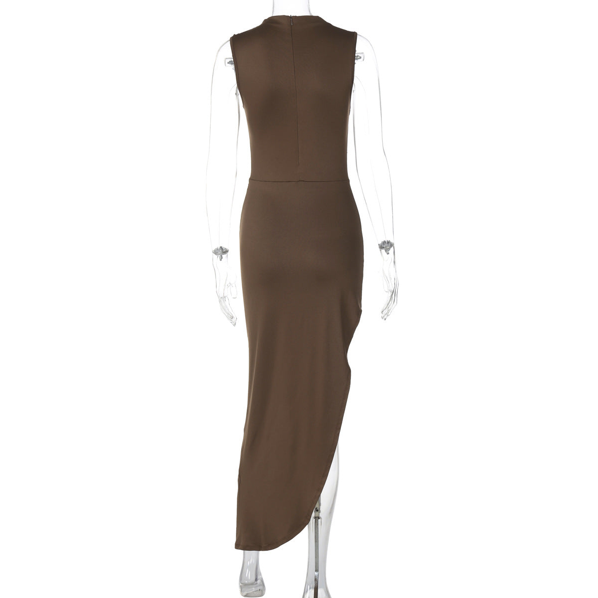 Summer Personality Slim Fit Pleated Sheath Side Slit Sleeveless Dress Women