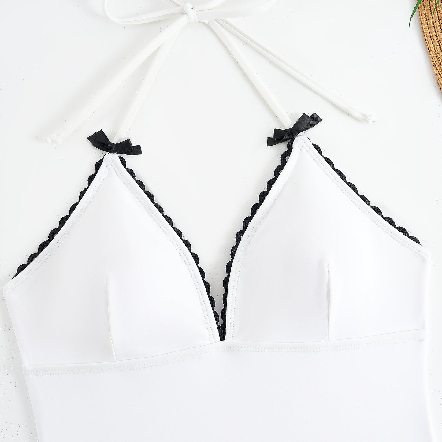 One Piece Swimsuit Women Black White Sexy Two Piece Sets Swimsuit Chiffon Dress