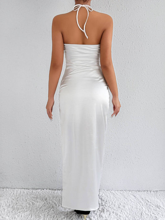 Sexy Backless Slit Sling Dress Product Pleated Slim Fit Women Wear