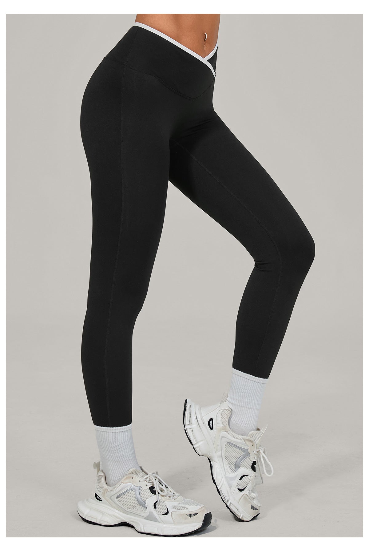 Nude Feel Skinny Yoga Pants Cross High Waist Contrast Color Tights Women Sports Running Fitness Pants
