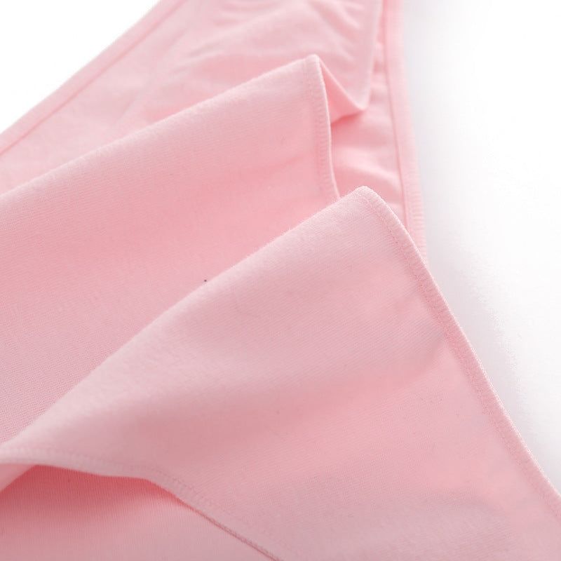 Women Briefs Basic Solid Color Cotton Underwear High Slit Comfortable T-Back