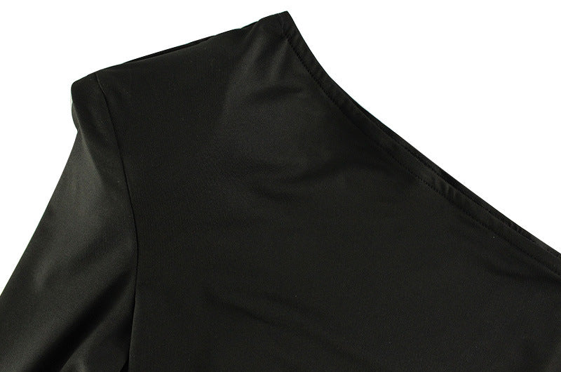 Sexy Women Clothing Diagonal Collar Hollow Out Cutout out Slim Fit Skinny Jumpsuit Trousers