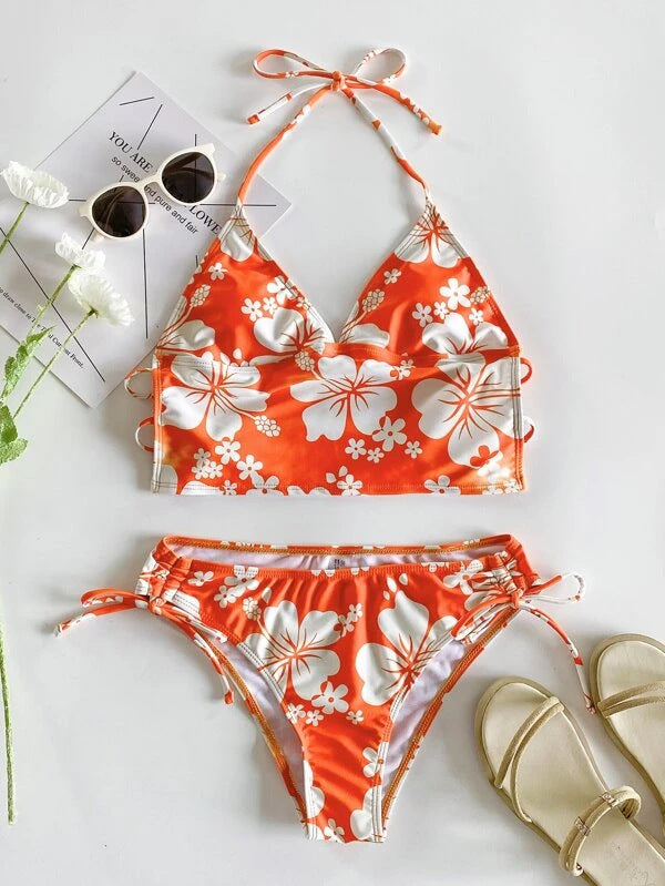 Swimsuit Lady Sexy Printed High Waist Bikini Split Swimsuit Bikini
