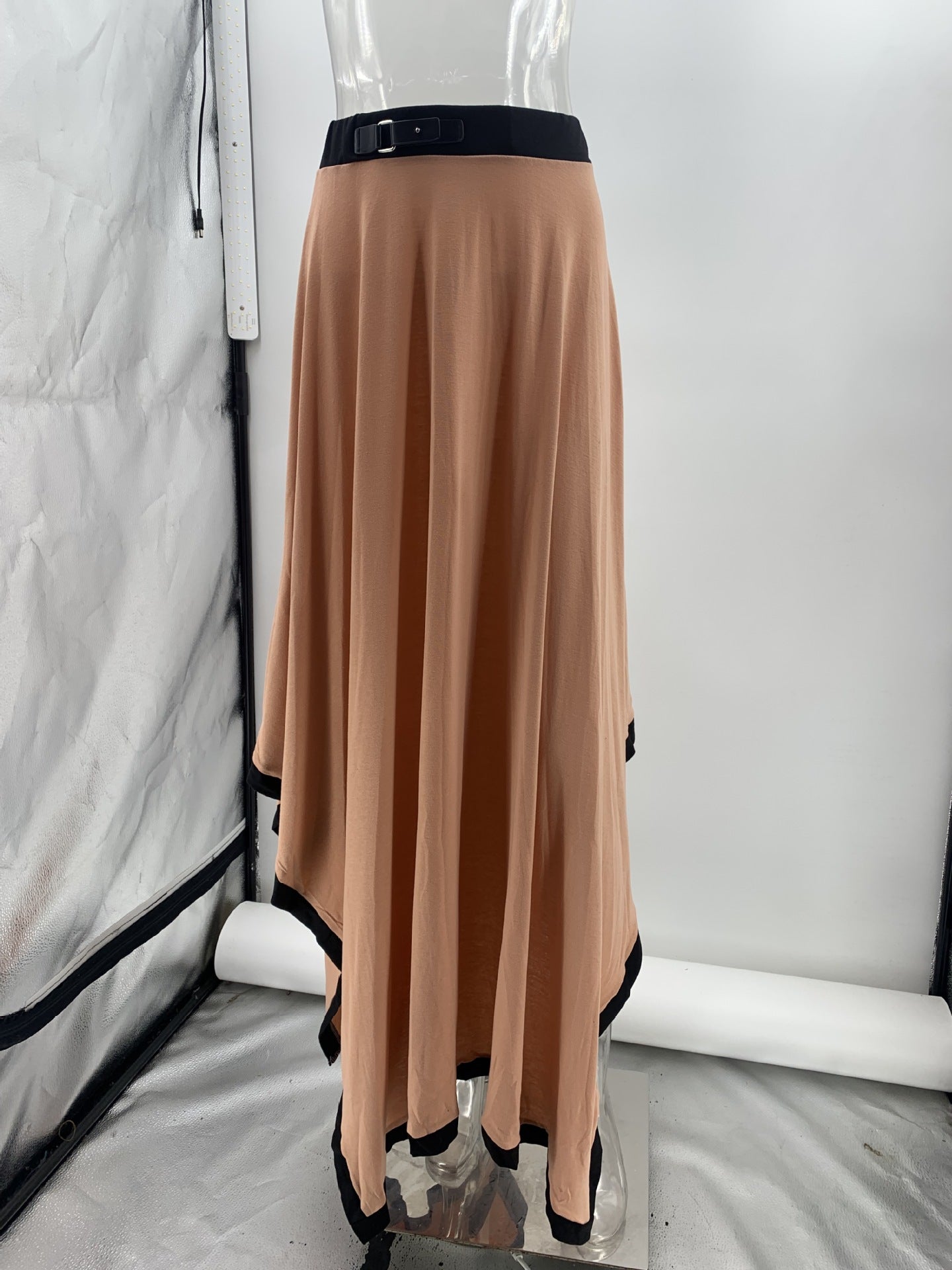 Spring Autumn Long Sleeve Irregular Asymmetric Solid Skirt Two Piece Set