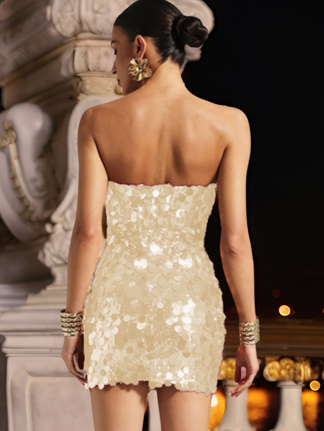 Women Clothing Nightclub Dress Sexy Backless Sequ Dress